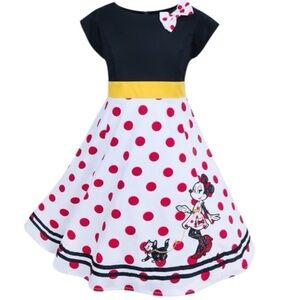 Disney Dress Shop Minnie Mouse Yellow And Black Polka Dot Dress Size M